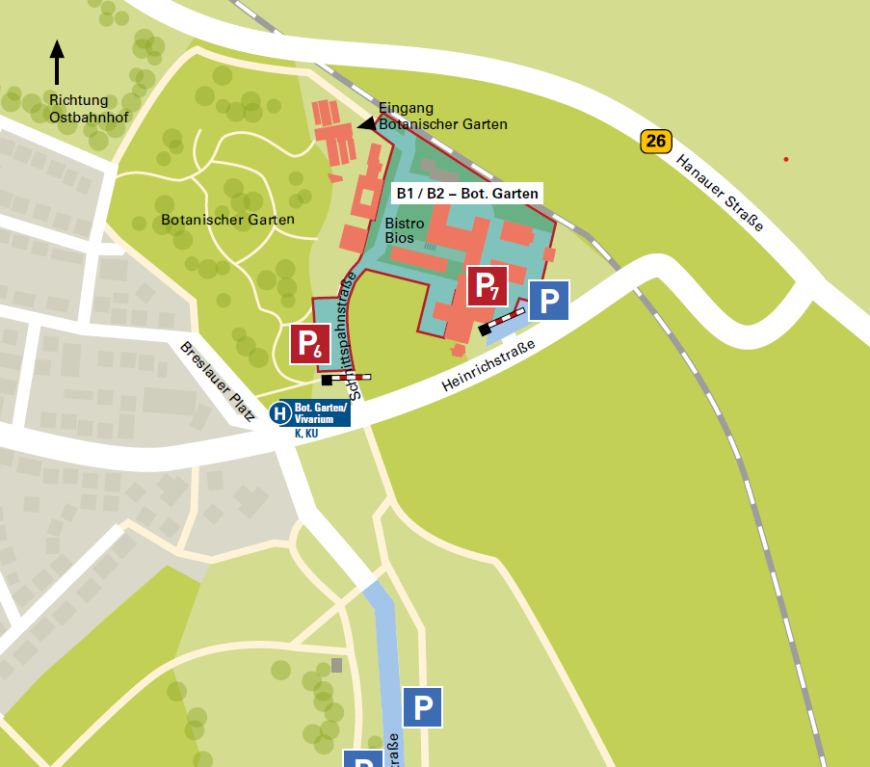 Anfahrt und Lageplan Botanischer Garten TU Darmstadt